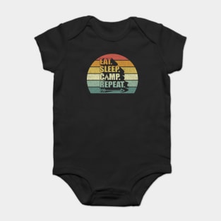 Vintage Retro Eat Sleep Camp Repeat Camping Lover Gifts Cool Camp Fan Baby Bodysuit